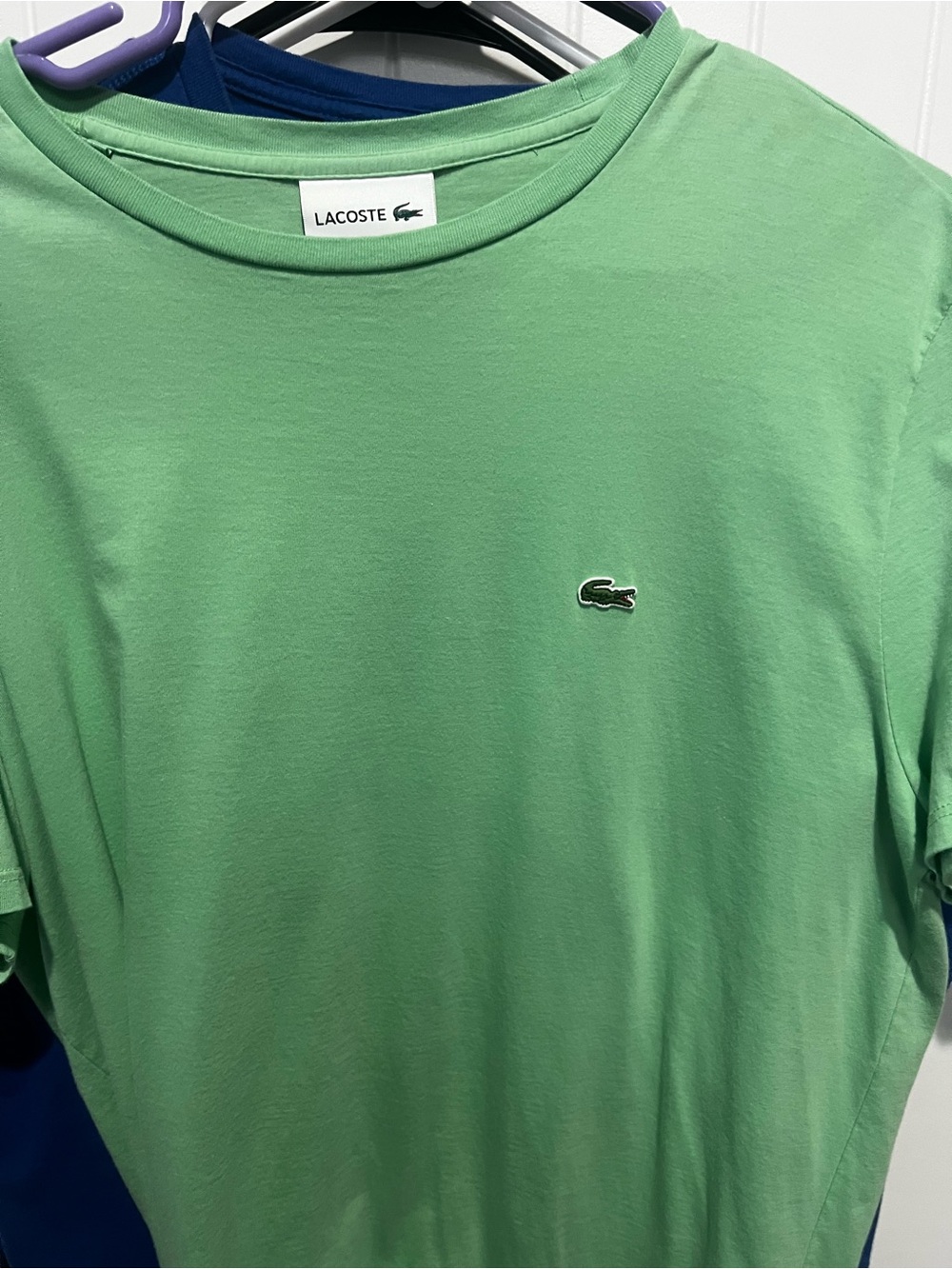Lacoste Men’s Light Green Crew Neck Tee with Crocodile Logo